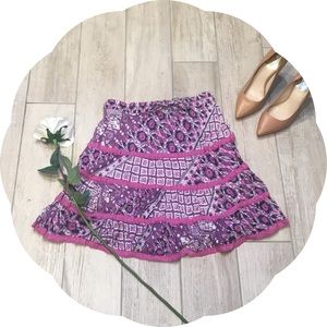 Cotton Purple Tribal Skirt with Crochet Detail